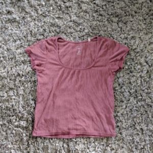 Redish purple square neck ribbed top